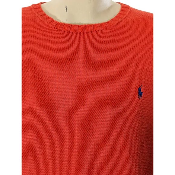 Polo Ralph Lauren Orange Cotton Crew Neck Sweater Sz XL EUC - Picture 2 of 5